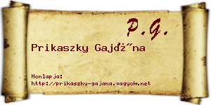 Prikaszky Gajána névjegykártya